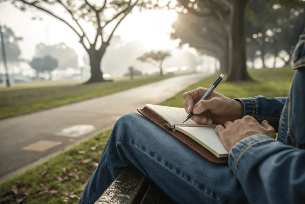 Journaling prompts for gynecomastia self-care and emotional processing for men.