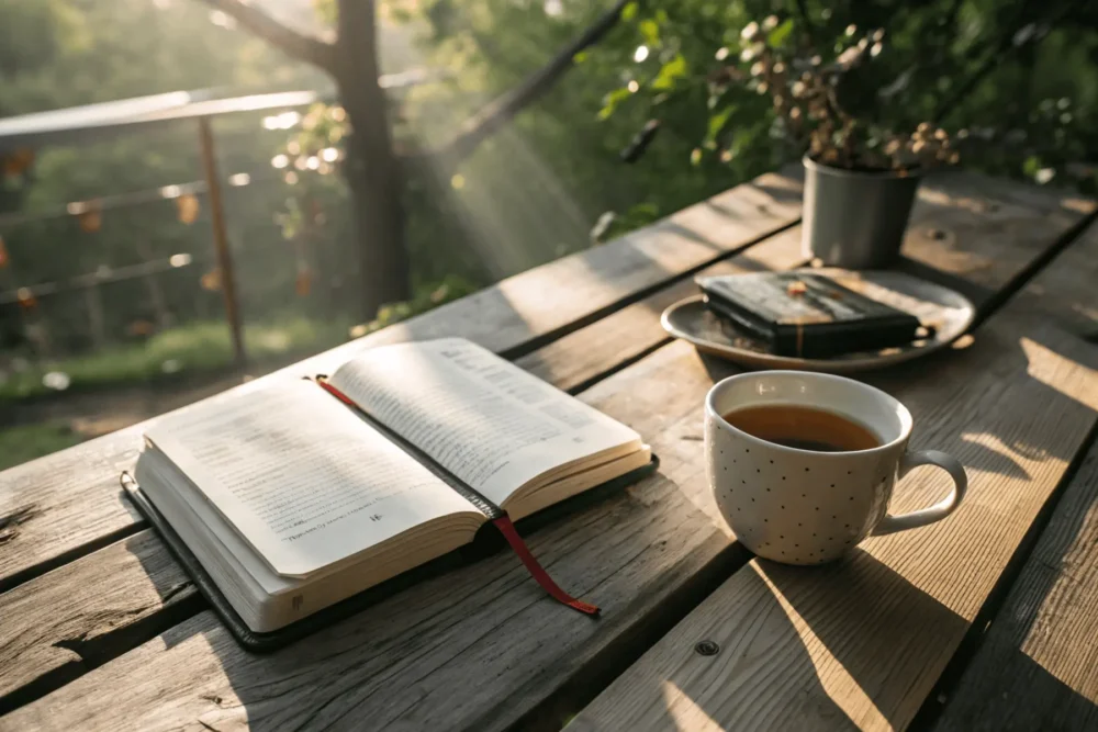 Aesthetic journaling setup for art of self love reflection and sensory grounding